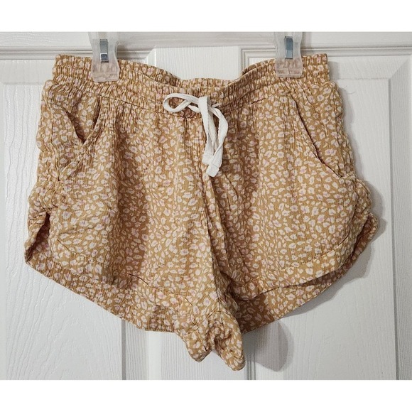 Billabong Women's Road Trippin Crinkle Elastic Waist Cheetah Shorts M - Picture 1 of 4